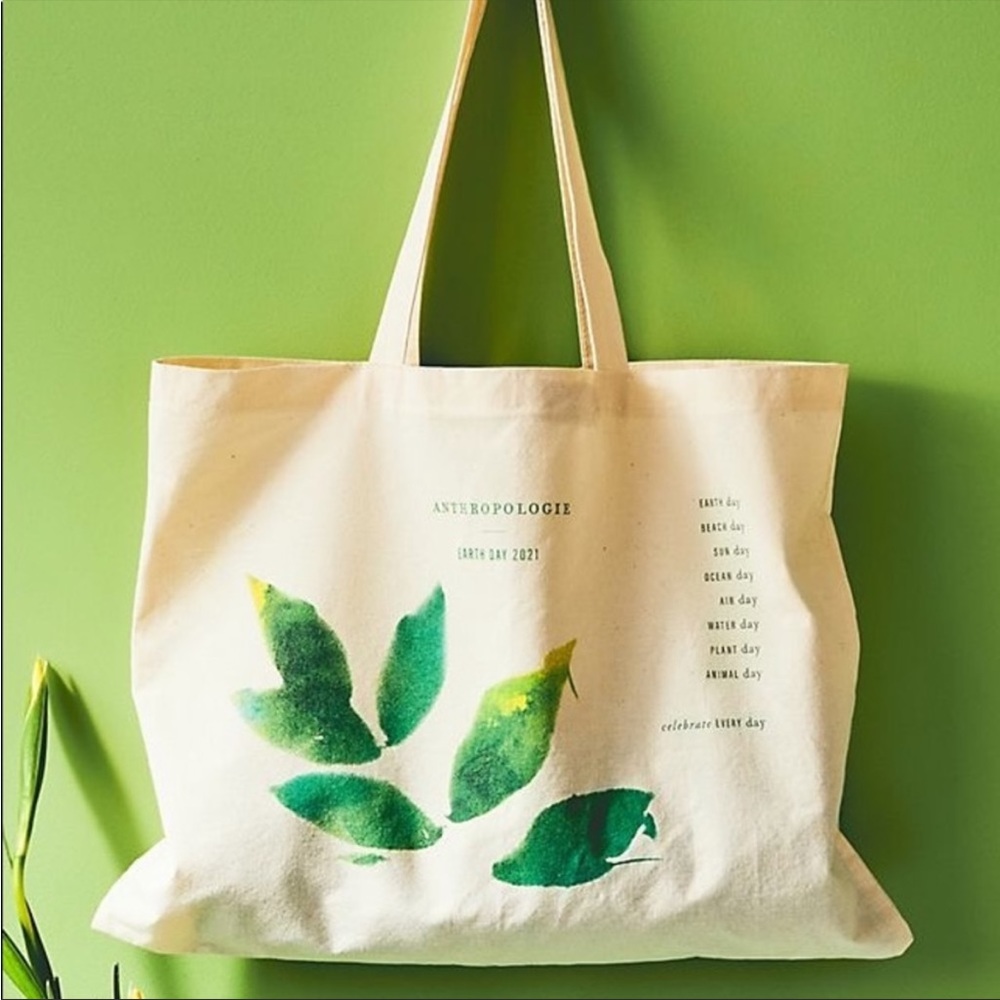 NWT Anthropologie Earth Day 2021 Organic Tote Bag MSRP $ 100